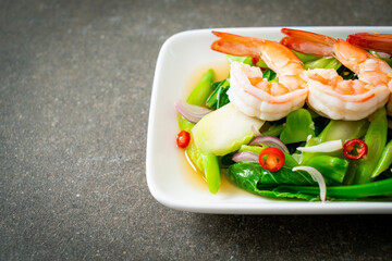 Spicy Chinese Kale Salad with Shrimp