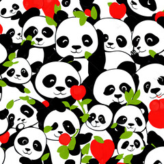 Fototapeta premium cute panda large texture design fabric design - illustration