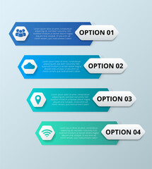 Business hexagon Infographic. Modern infographic template. Abstract diagram with 4 steps, options, parts, or processes. Vector business template for presentation. Creative concept for infographic