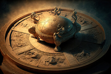 Fototapeta na wymiar Spherical Sundial Zodiac Astrology. Generative AI