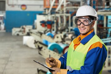 technician engineer worker working at equipment industry,