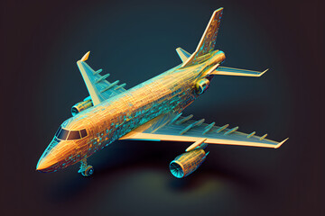 Fototapeta na wymiar Hologram jet aircraft, created with generative AI technology