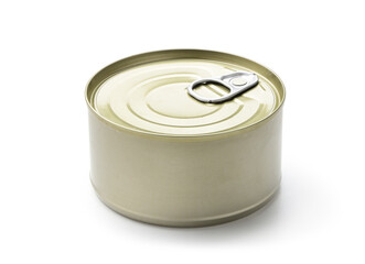 A new canned food isolated on white background. Clipping path.