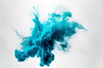 blue smoke explosion on a white background, generative ai