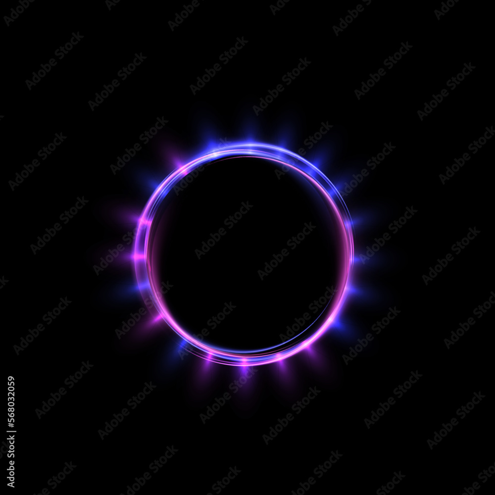 Aufkleber abstract glowing circle, elegant purple backlit ring. vector illustration. light effect round frame 