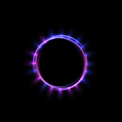 Abstract glowing circle, elegant purple backlit ring. vector illustration. Light effect round frame for text. Game design, ring for advertising and marketing presentation.
