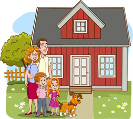 Obraz na płótnie Canvas happy cute family cartoon vector