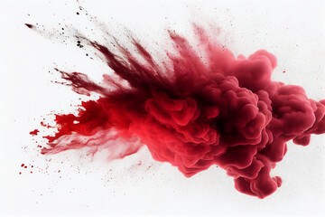 red smoke explosion on a white background, generative ai