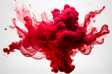 red smoke dispersion on a white background, generative ai
