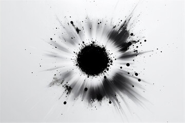black circular explosion on a white background, generative ai