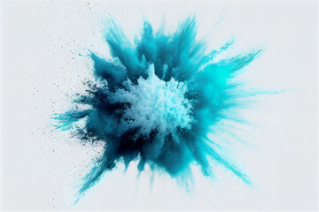 blue smoke explosion on a white background, generative ai