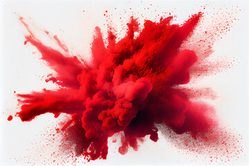 red smoke explosion on a white background, generative ai