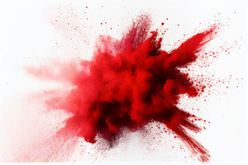 red powder explosion on a white background, generative ai