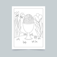 Hand Drawn Easter Background Line Art Illustration