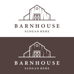 Home or barn logo template design or organic farm barn and vintage animal farm house.Vintage country logo. © Mujiyono