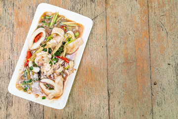 Stir Fried Squid or Octopus with Shrimp Paste