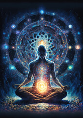 Meditation with Chakras of Light and Time and Space Transcendence - Generative AI