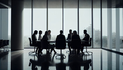 Group of colleagues having a meeting in a modern conference room