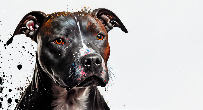 Pitbull Art Paint Splashes - Generative AI