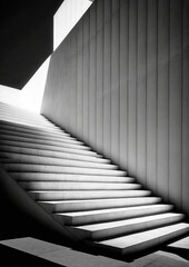 Obraz premium Stairway black and white Architecture - Generative AI