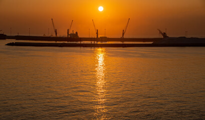 Fantastic sunset over ocean 