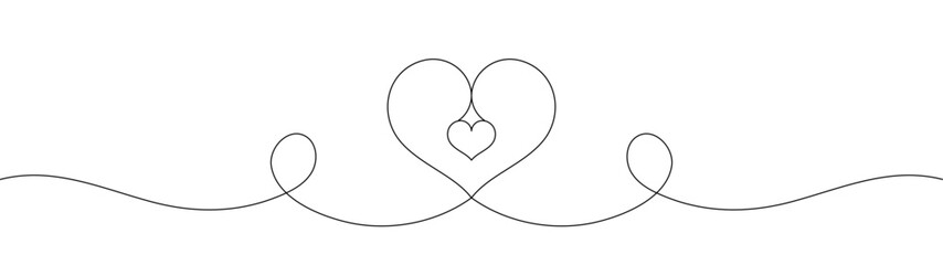Heart. Abstract love symbol. Continuous line art drawing vector illustration.