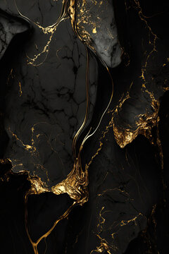 Dark marble with gold veins background texture wallpaper