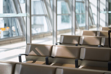 Passenger seats in airport departure area