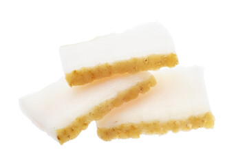 Slices of pork fatback isolated on white, clipping path