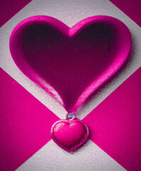 Valentine's day background with pink heart on a white background. 3d rendering. Valentines Day. Illustration Background for Valentine`s Day.