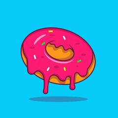 donut with melted cream cartoon vector