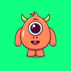 cute pink monster smile cartoon illustration