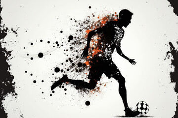 Man playing soccer in motion against a white backdrop. a based image. Generative AI