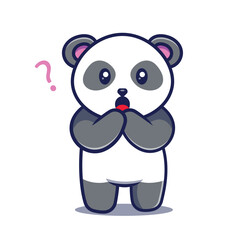 cute panda character amazed expression vector illustration