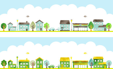 Set of houses doodle, vector illustration