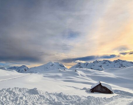 Fanstastic winter landscape in the Dolomites, Fanes Sennes, South Tyrol, Italy