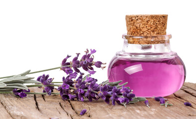 Flask with lavender essence, transparent background