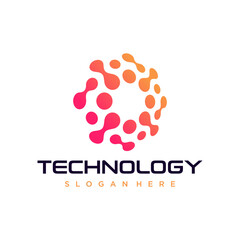 Obraz premium Abstract digital connection technology logo Vector Template
