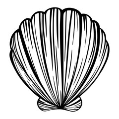 Black marine seashell, oyster or mollusk for design of invitation, fabric, textile, etc.