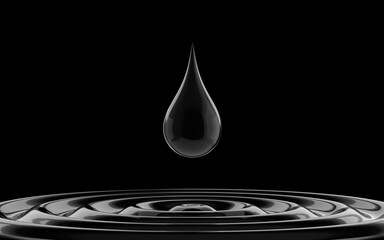 Dark oild drops on black background