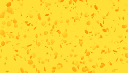 Yellow confetti abstract background floating candy 3d