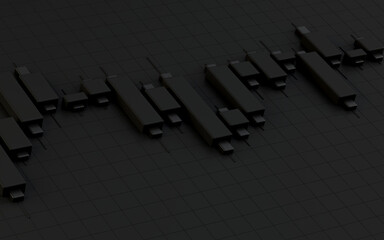 3d black Chart finance on black background