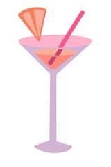 Illustration of cocktail with the slice of orange on the beach