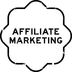 Grunge black affiliate marketing word round seal stamp on white background