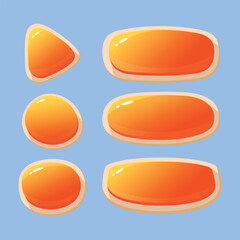 a collection of cute round text bars or game buttons in orange on a white background