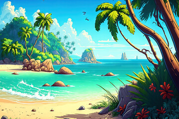 Obraz na płótnie Canvas Stunning beach and tropical water. Generative AI