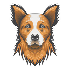 Portrait of a Welsh Corgi Dog - Vector illustration - Dog Face Logo