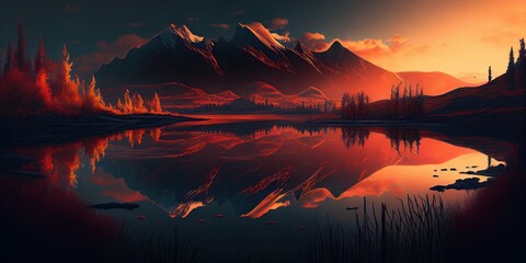 Sunset Over The Lake, Generative AI