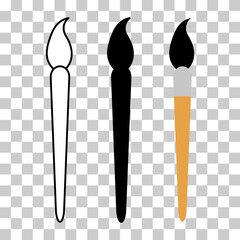 Set of Flat art tool brush instrument, artist web design graphic vector illustration