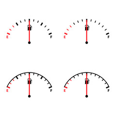 Set of Fuel car indicator icon, gauge petrol automobile meter symbol, control sign vector illustration